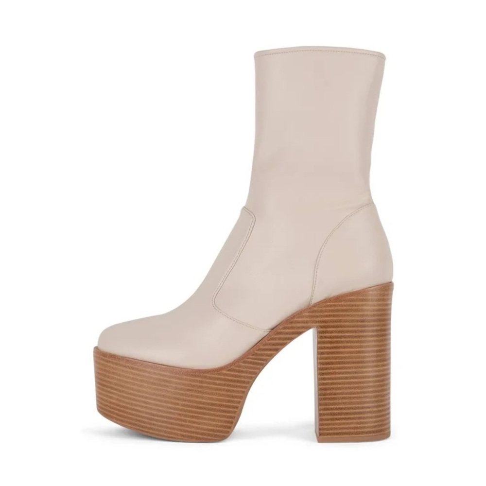 Jeffrey Campbell Mexique Cream Bootie Wooden Platforms *like new*